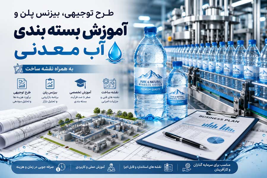 water98989dba2446 طرح توجیهی، بیزنس پلن و آموزش بسته بندی آب معدنی به همراه نقشه ساخت